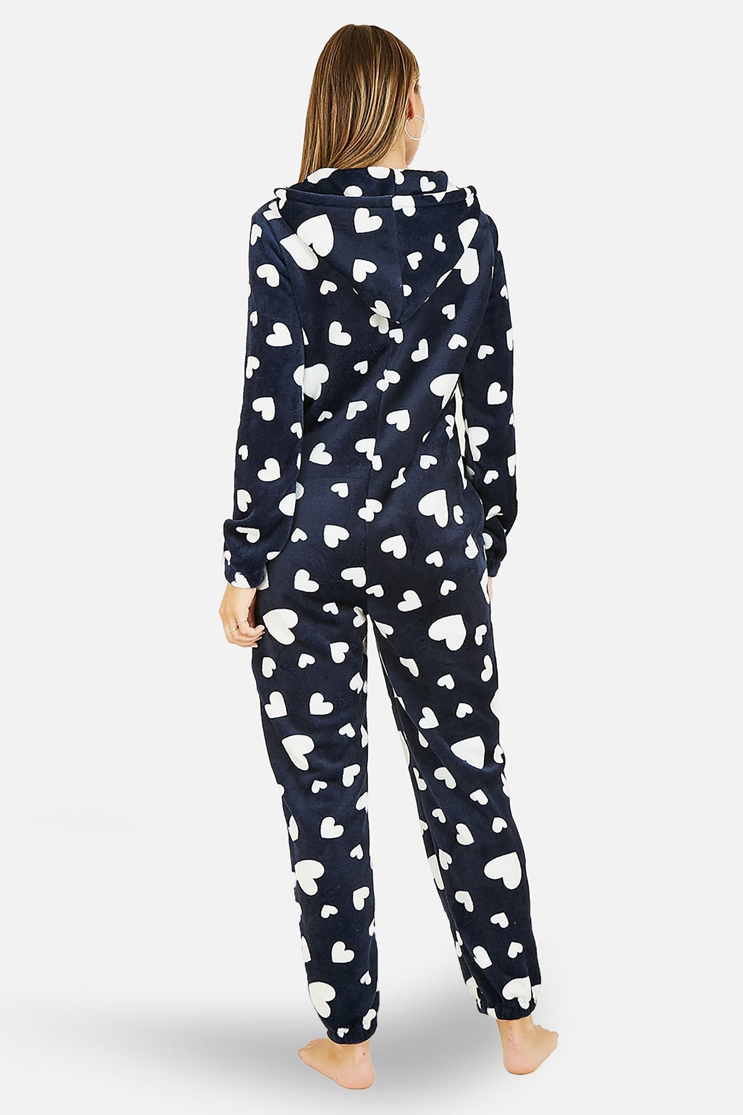 Yumi Navy Heart Super Soft Onesie With Pockets