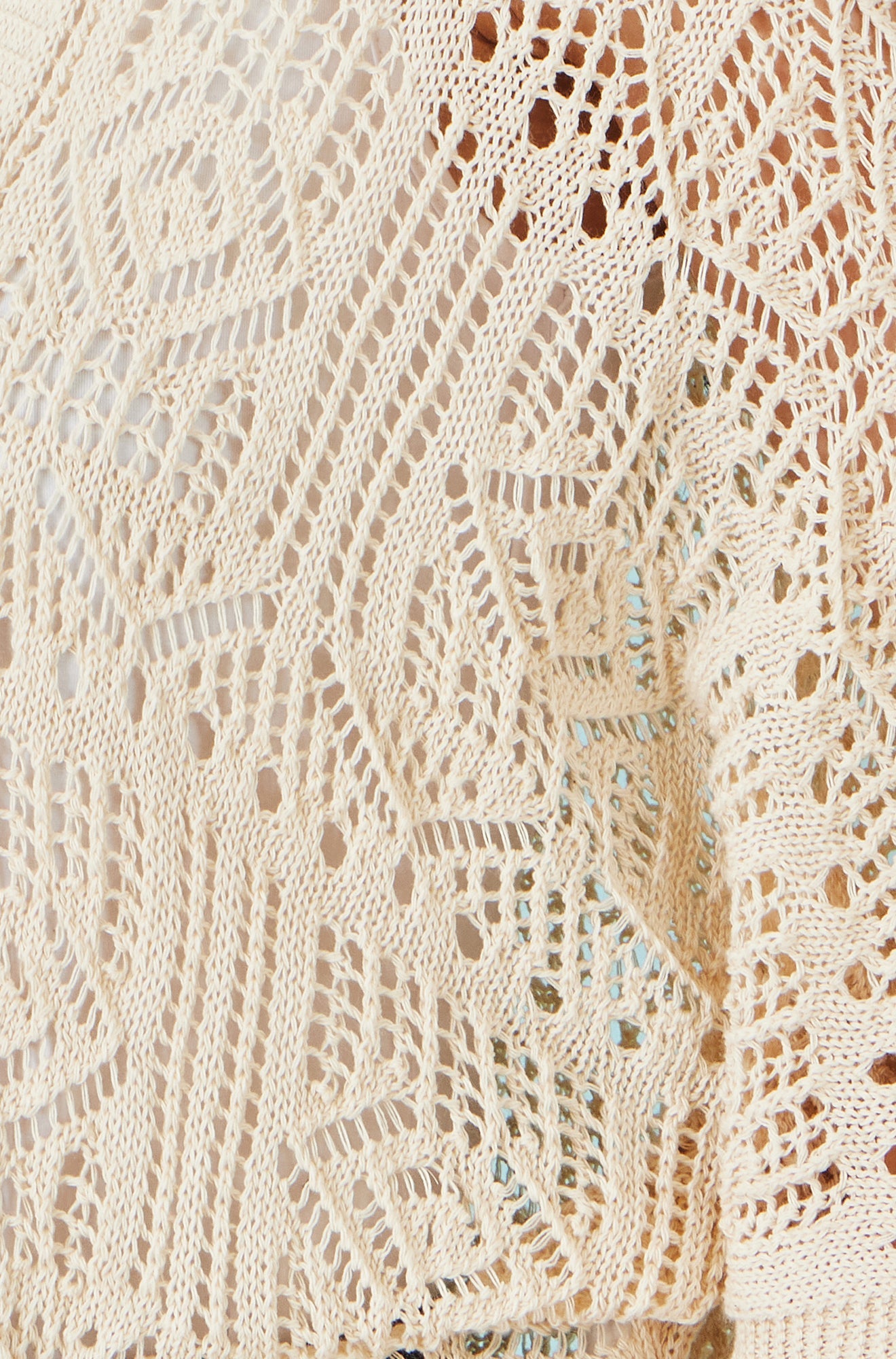 Yumi Ivory Crochet Edge To Edge 3/4 Sleeve Cardigan