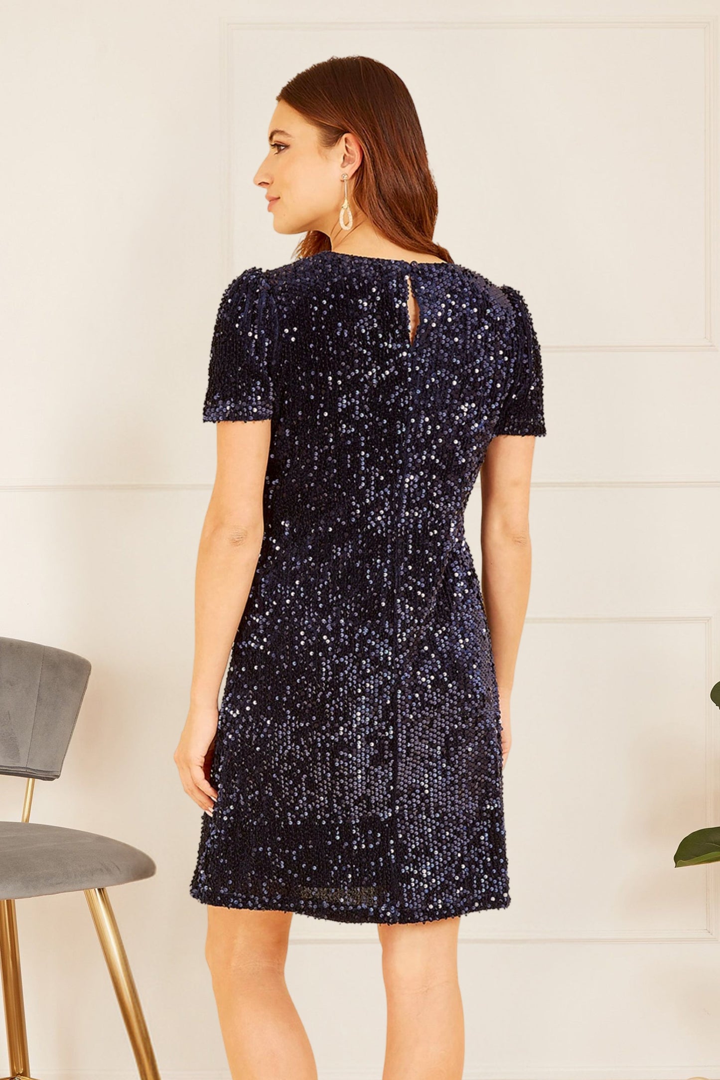 Yumi Navy Sequin Tunic Dress