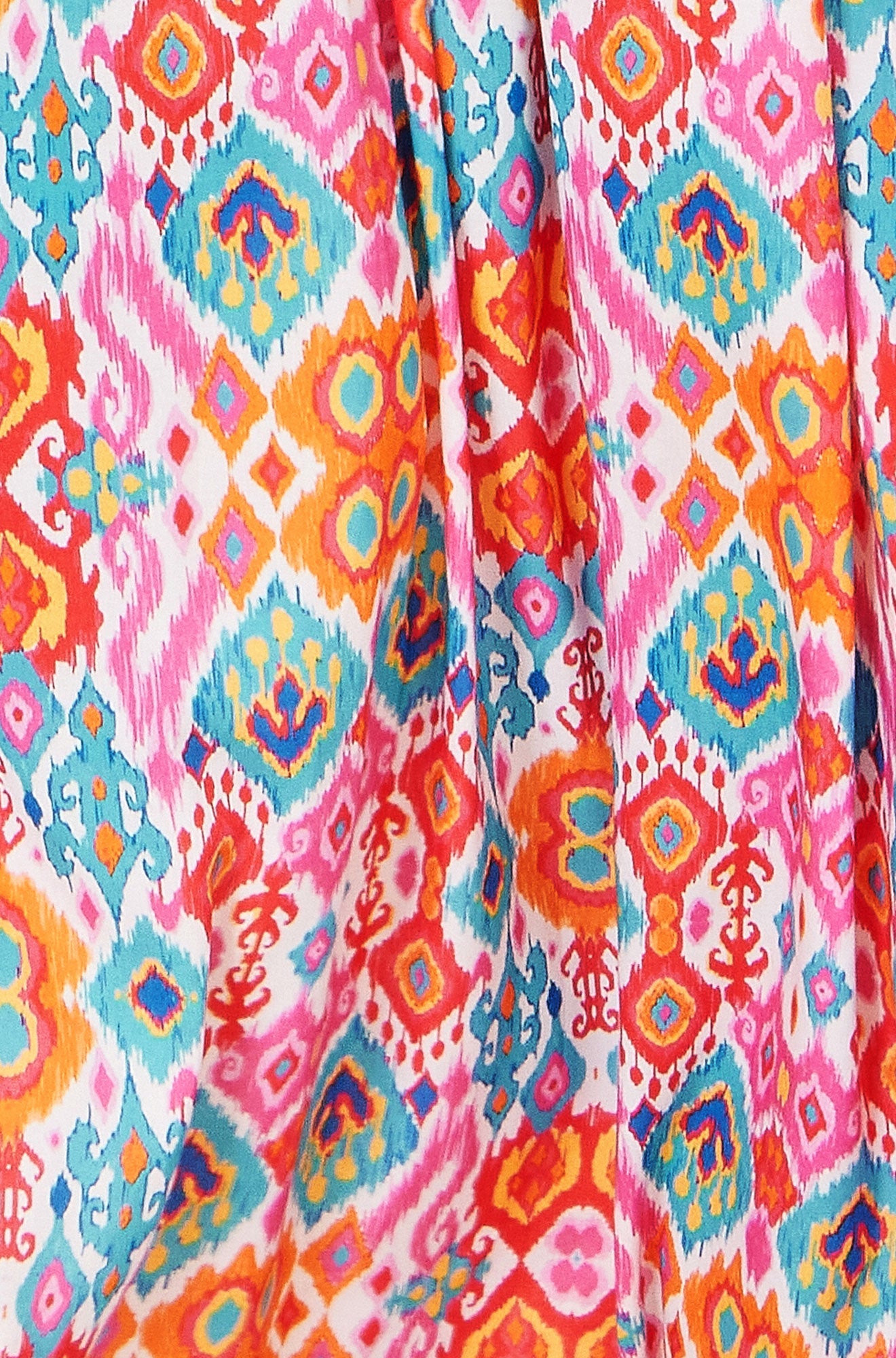 Yumi Multicolour Ikat Print Maxi Viscose Sun Dress