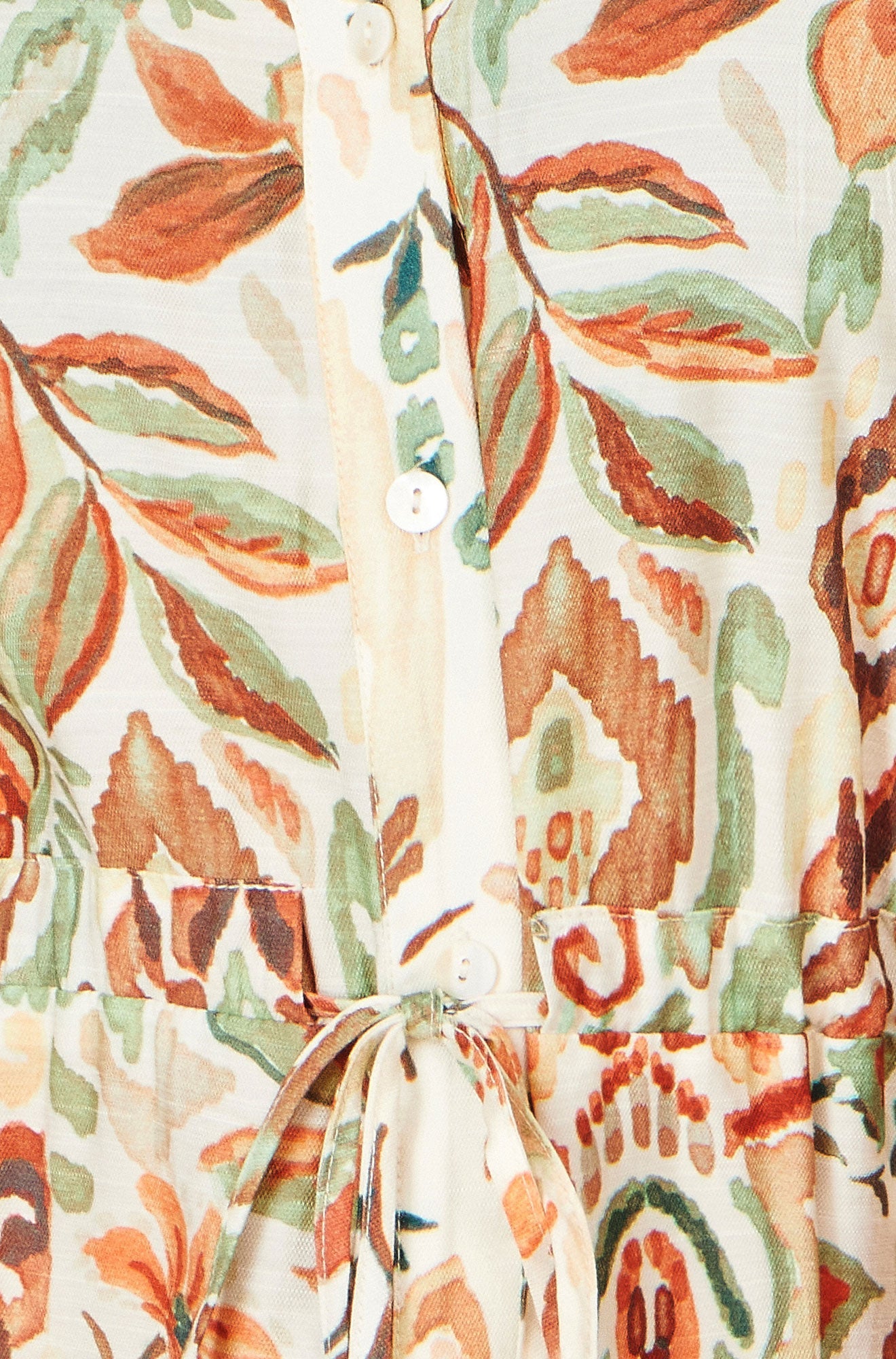 Yumi Ivory Viscose Relaxed Boho Print Maxi Shirt Dress