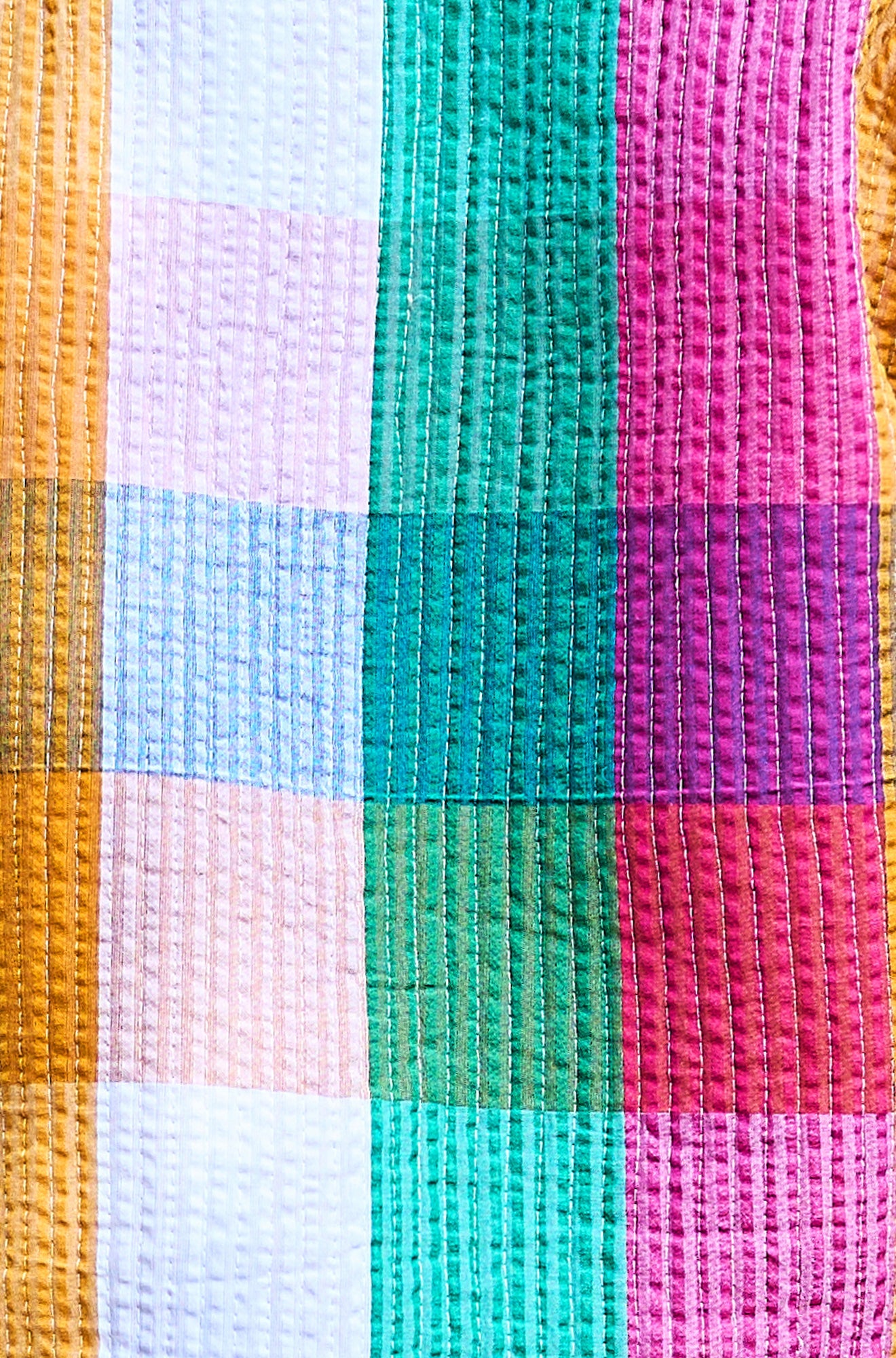 Yumi Multicolour Checked Cropped Reversible Cotton Quilted Jacket