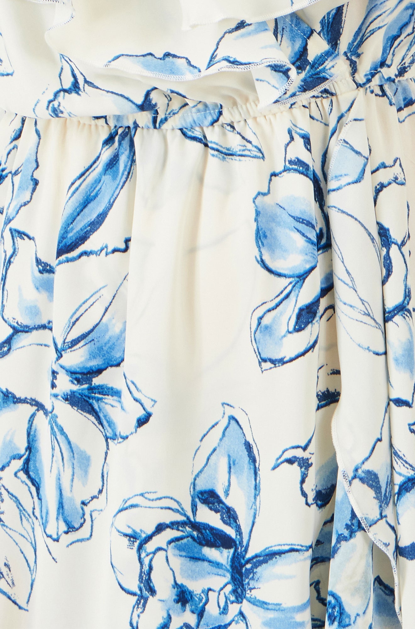 Yumi Ivory Floral Print Bardot Midi Dress With Dip Hem