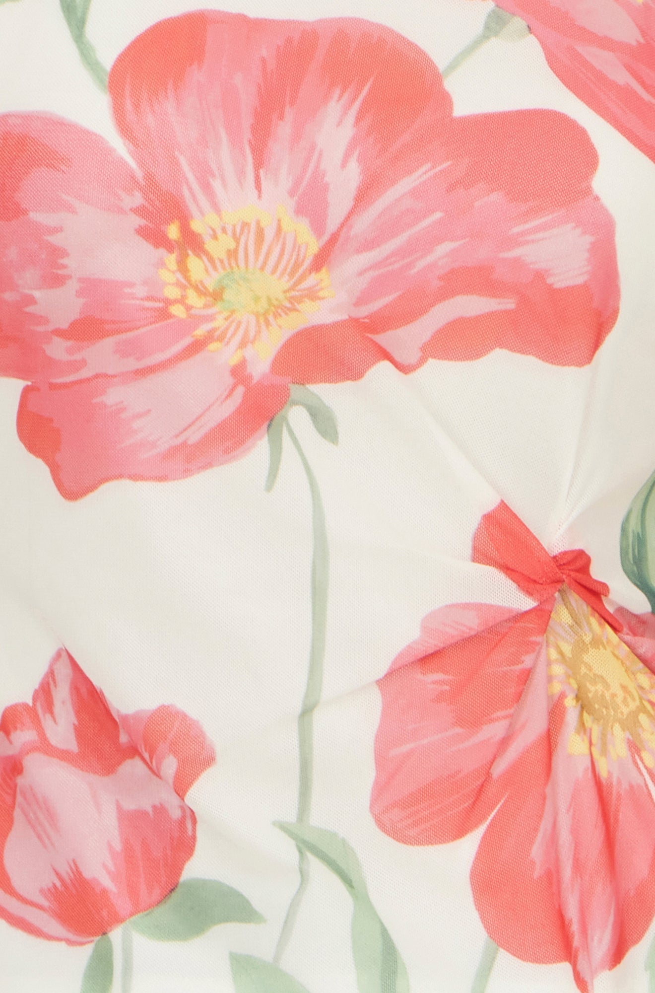 Yumi Ivory Poppy Print Mesh Top