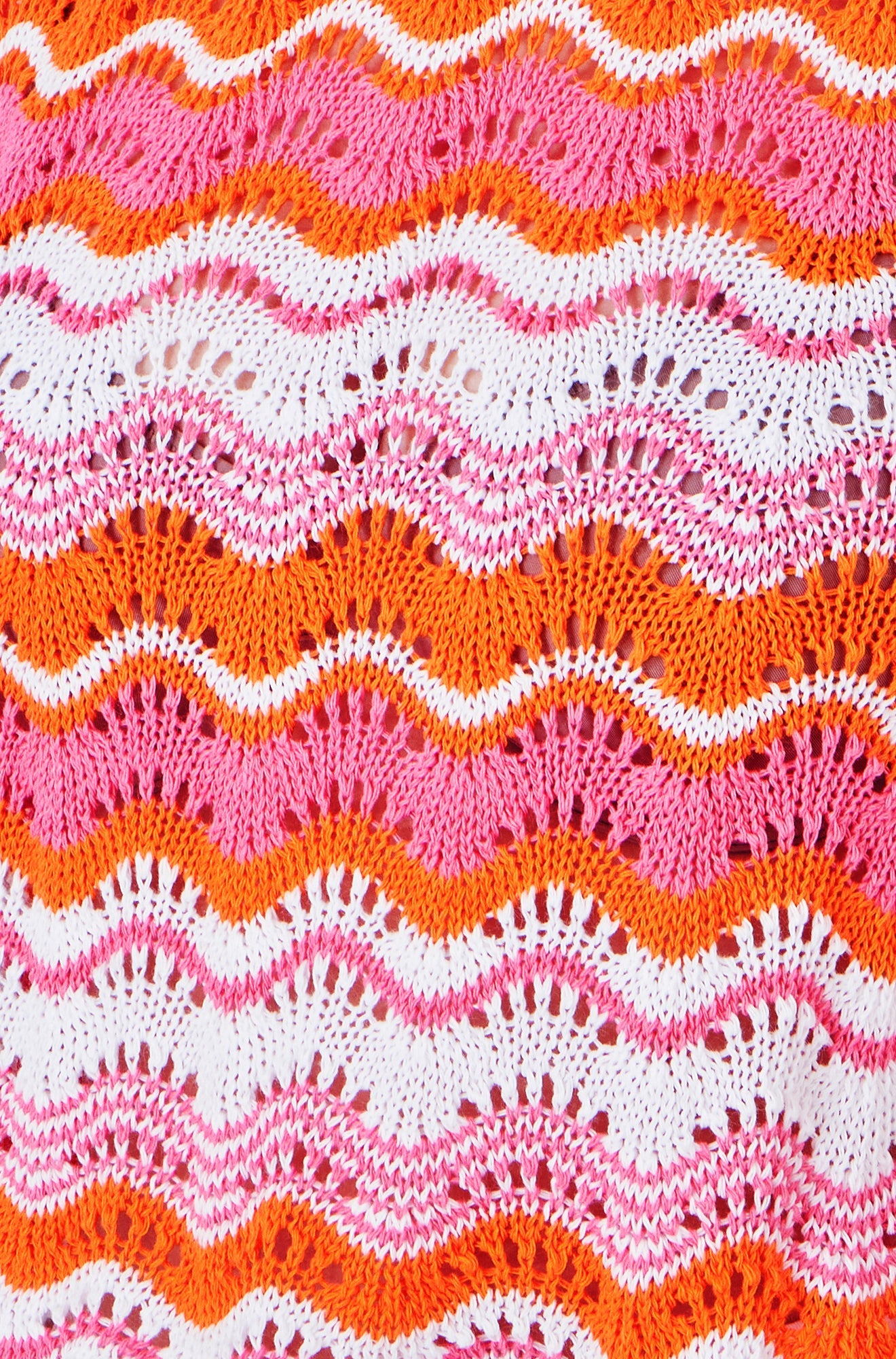 Yumi Orange Stripe Crochet Stripe Vest Top