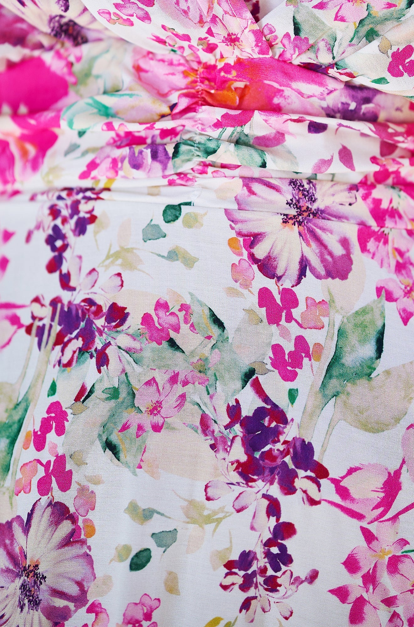 Yumi Pink Mirror Floral Print Ruched Waist Kimono Midi Dress