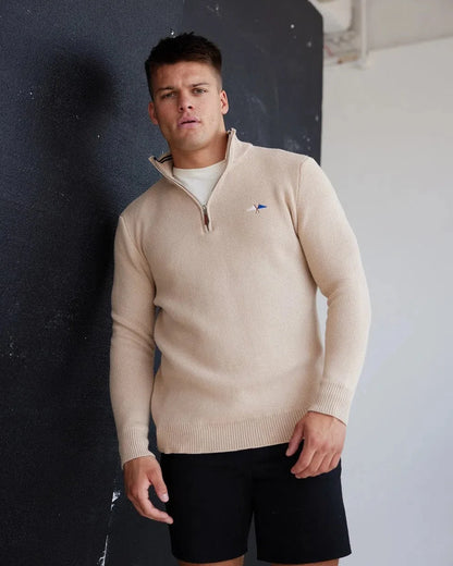Knit 1/4 Zip Beige