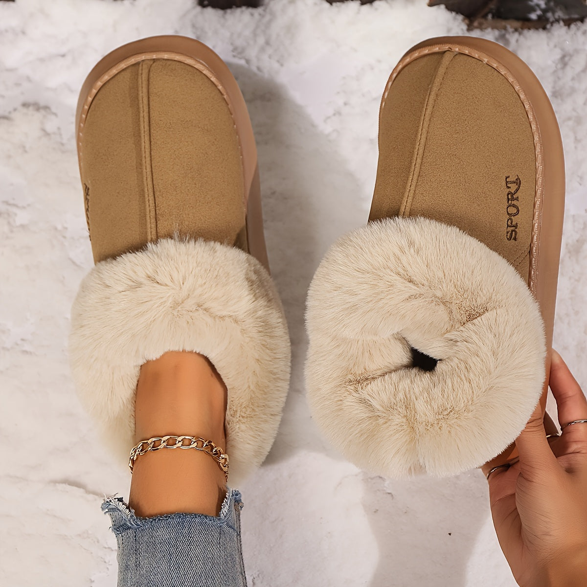 Women’s Cosy Faux Fur Platform Slippers