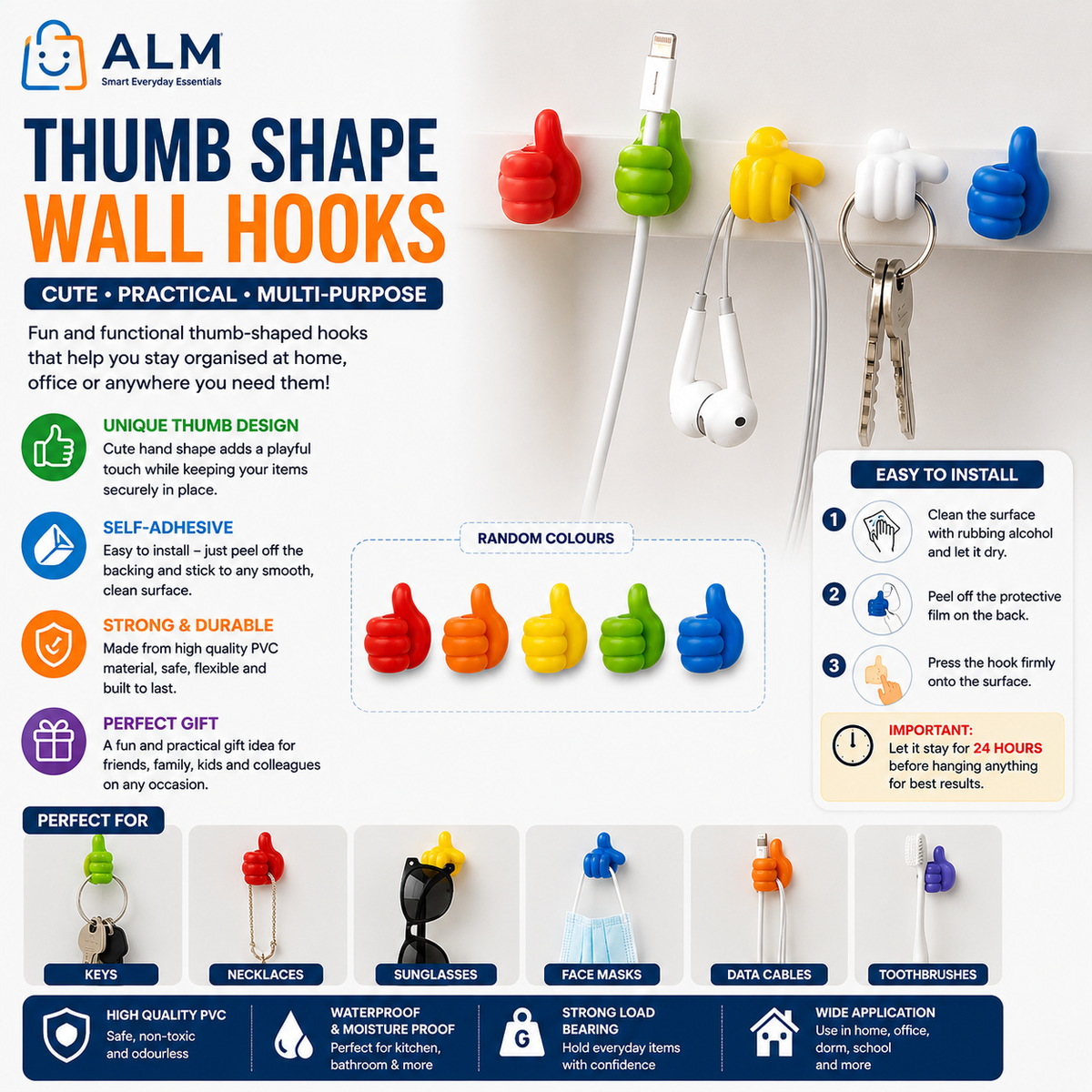 ALM Thumb Shape Wall Hooks