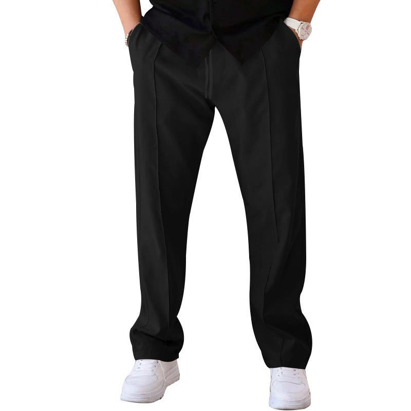 Men’s Relaxed Drawstring Straight-Leg Trousers