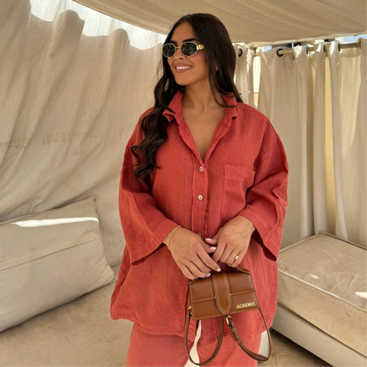 Women’s Relaxed Shirt & Wide-Leg Trouser Set