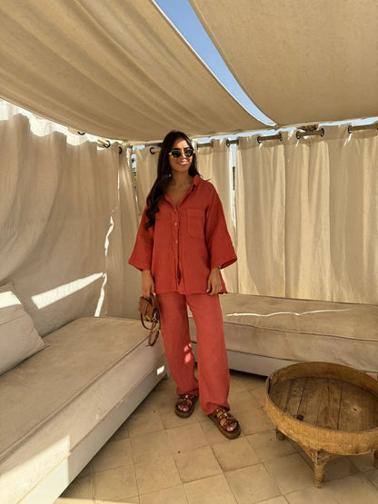 Women’s Relaxed Shirt & Wide-Leg Trouser Set