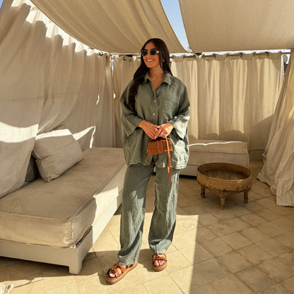 Women’s Relaxed Shirt & Wide-Leg Trouser Set