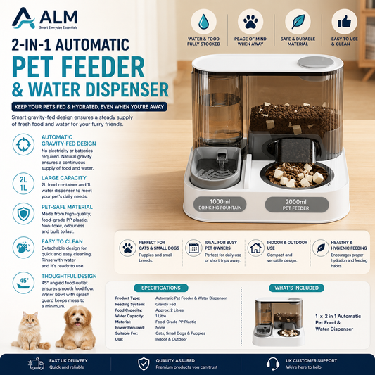 ALM 2-in-1 Automatic Pet Feeder & Water Dispenser
