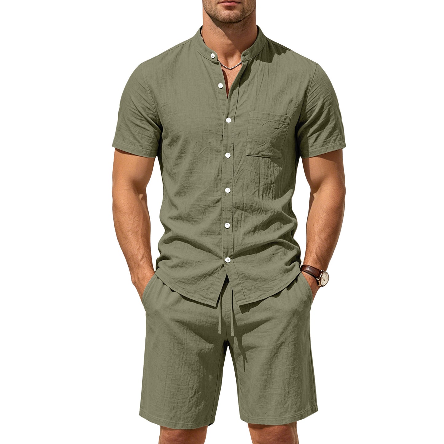 Men’s short sleeved top and shorts set