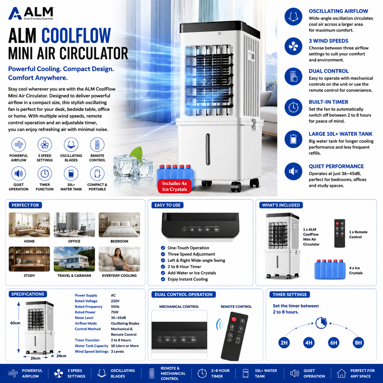 ALM CoolFlow Mini Air Circulator