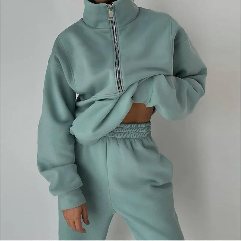 Women's Two-piece Fleece Sports Tracksuit