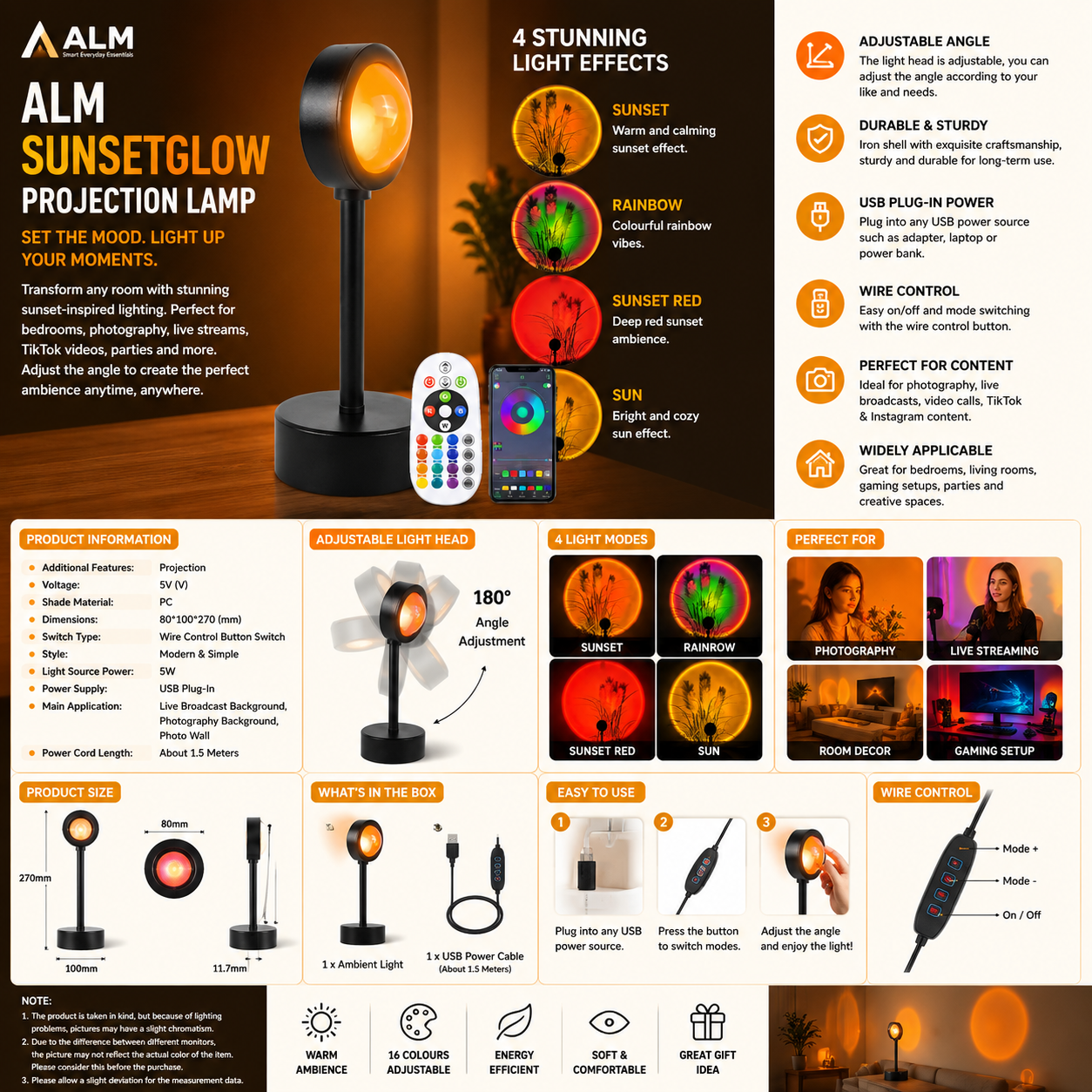 ALM SunsetGlow Projection Lamp