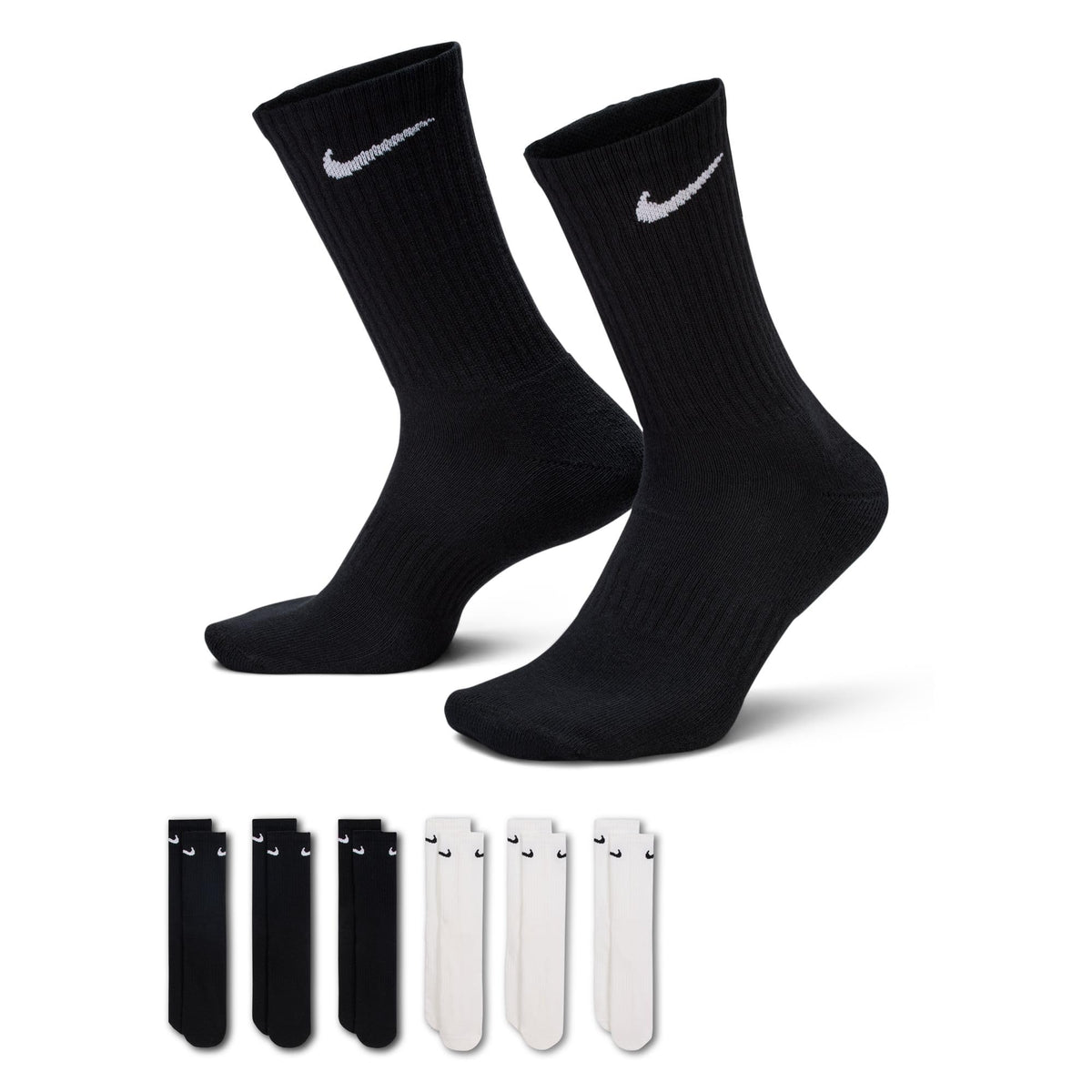 Nike Adult Everyday Cushioned Training Crew Socks (6-Packs) | Mens & Womens