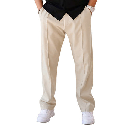 Men’s Relaxed Drawstring Straight-Leg Trousers