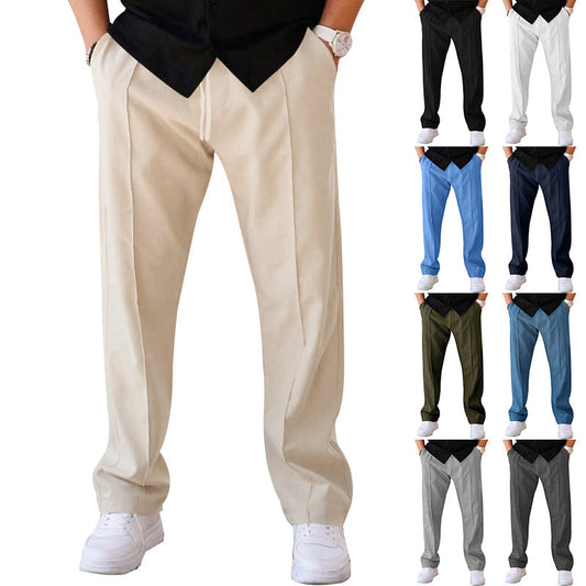 Men’s Relaxed Drawstring Straight-Leg Trousers