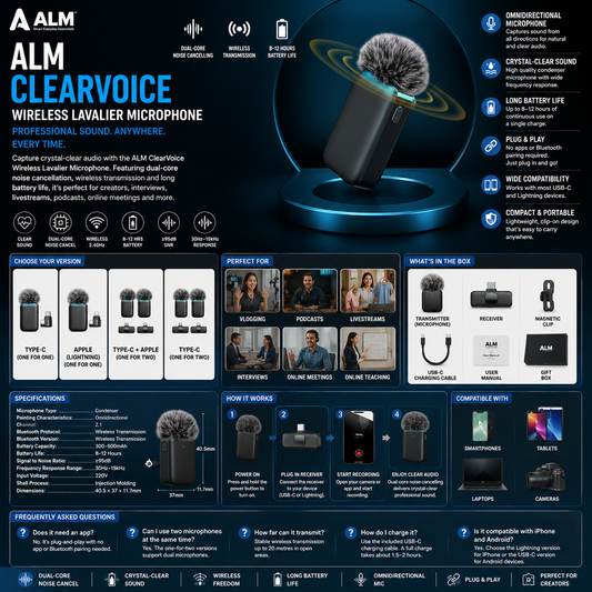 ALM ClearVoice Wireless Lavalier Microphone