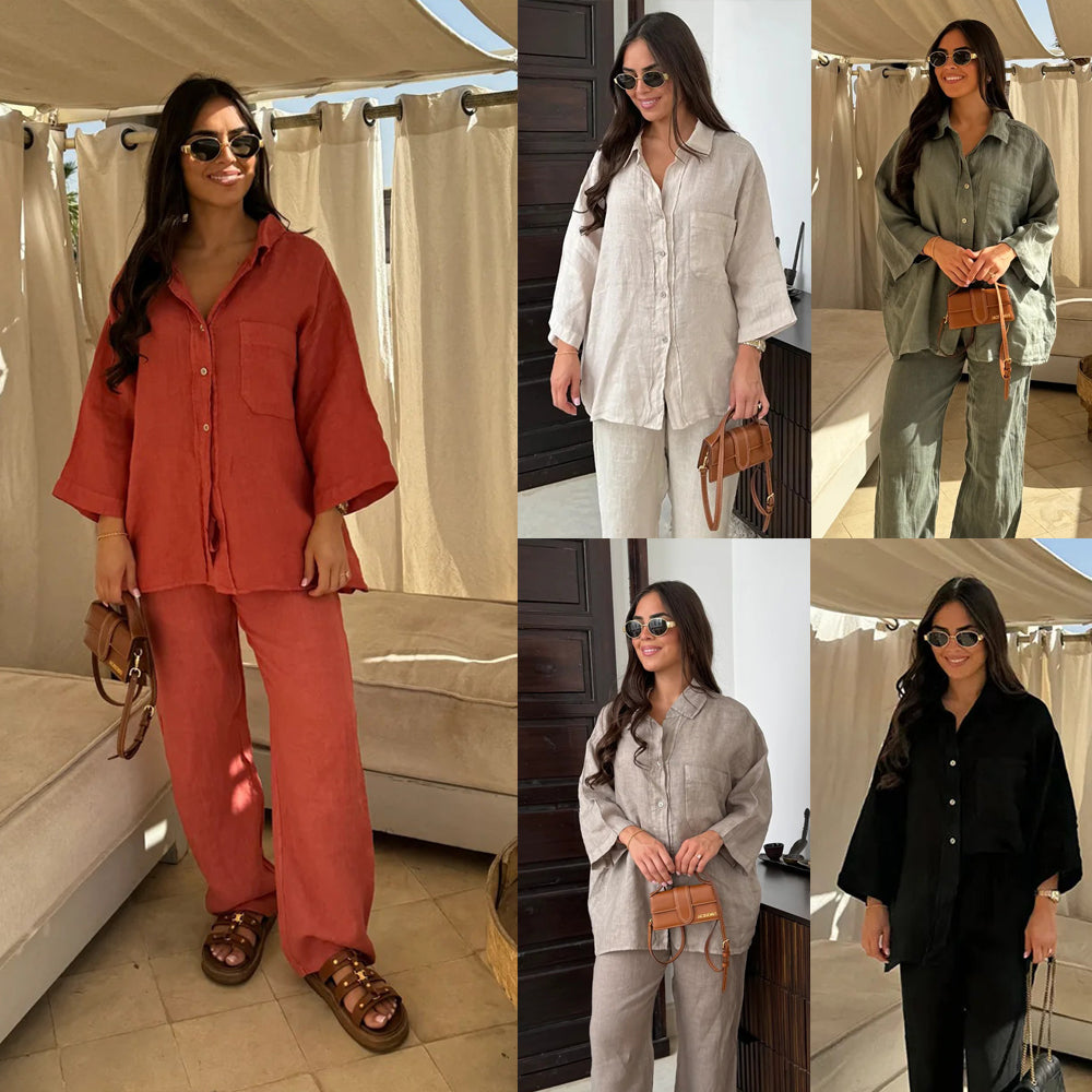 Women’s Relaxed Shirt & Wide-Leg Trouser Set