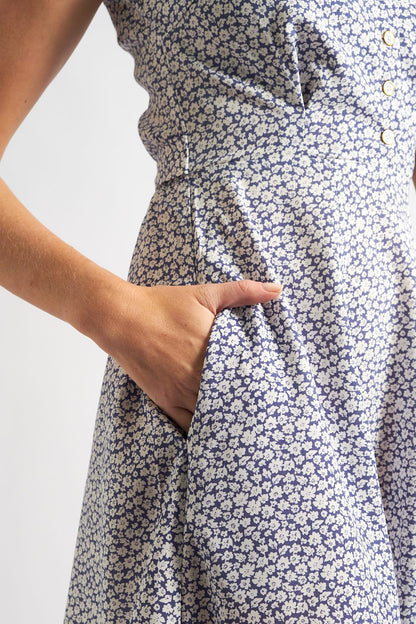 Women’s Cathleen Mini Floral Tea Dress Blue