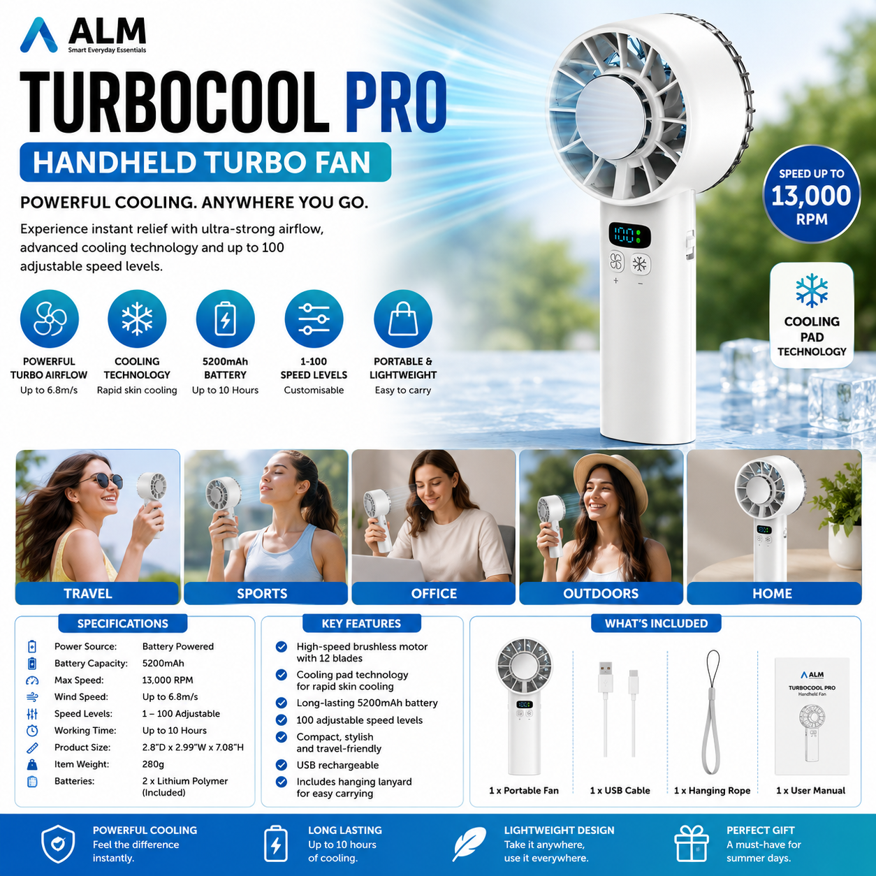 ALM TurboCool Pro Handheld Fan