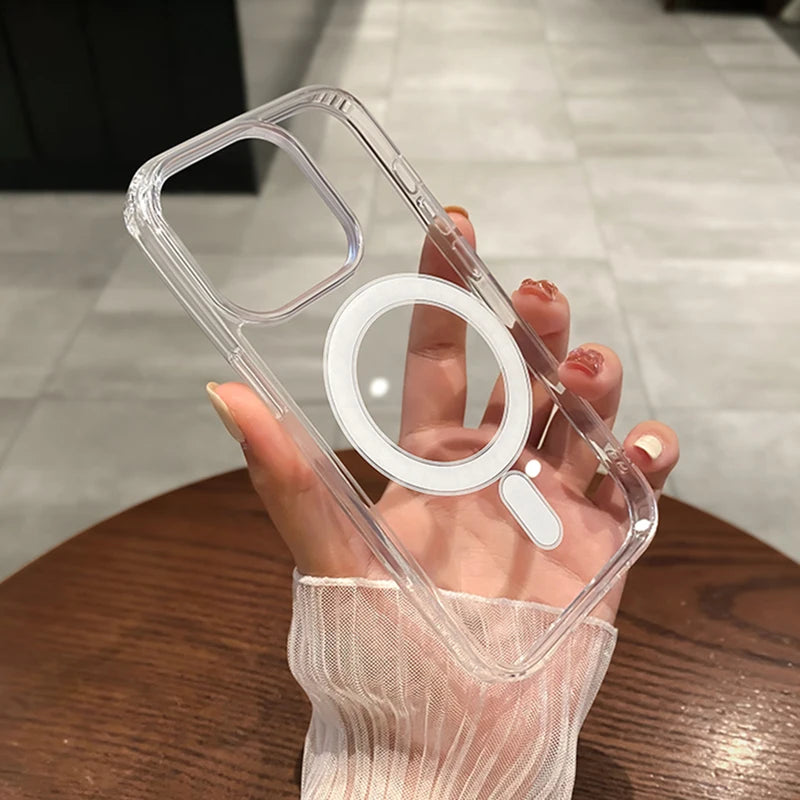 For Magesafe Magnetic Transparent Wireless Charge Case For iPhone 11 12 13 14 15 16 17