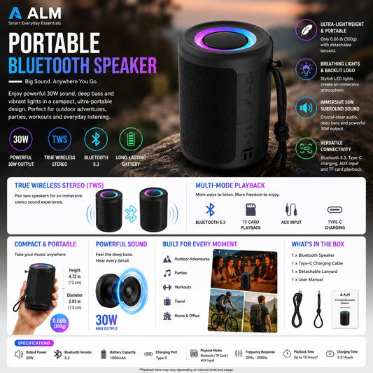 ALM Portable Bluetooth Speaker