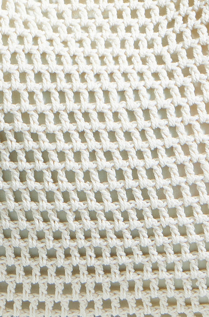 Yumi Ivory Crochet Shoulder Bag With Faux Leather Straps