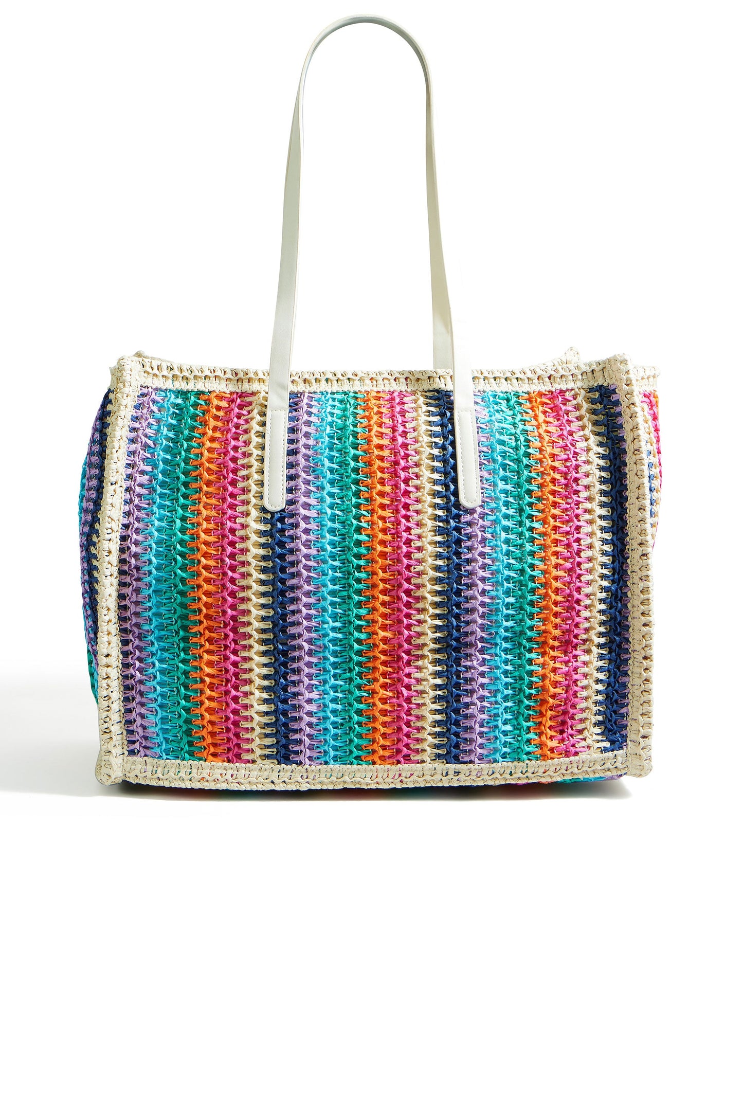 Yumi Multicolour Stripe Natural Shoulder Bag