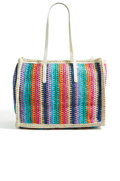 Yumi Multicolour Stripe Natural Shoulder Bag