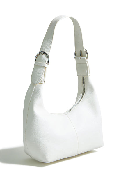 Yumi Ivory Shoulder Scoop Bag With Buckle