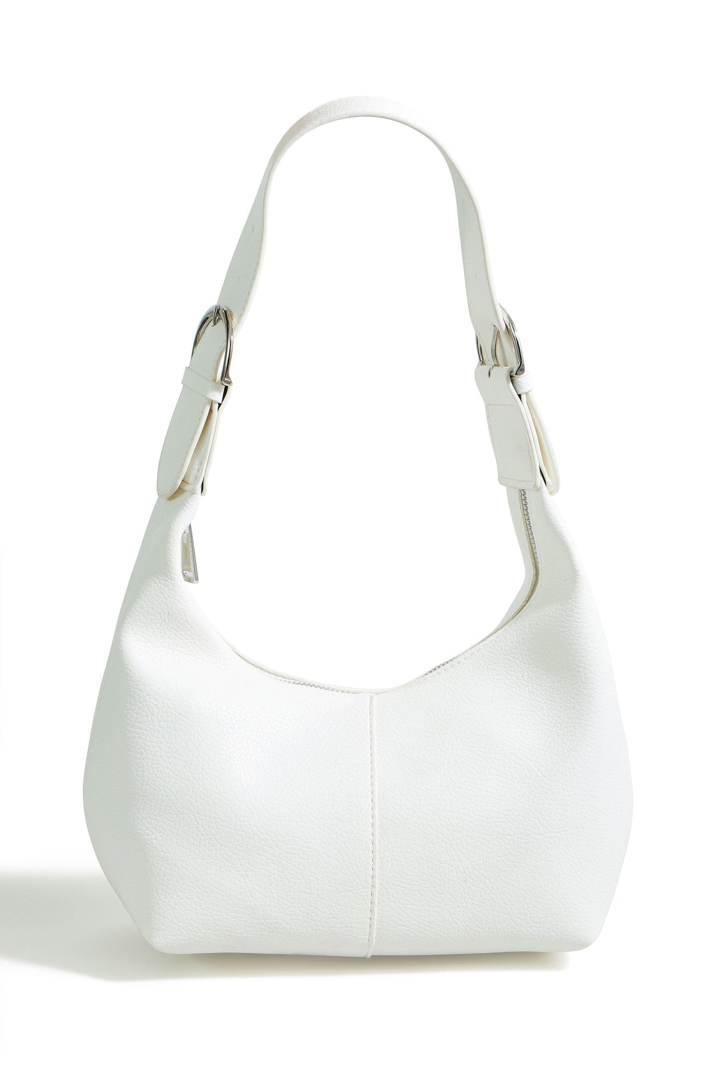 Yumi Ivory Shoulder Scoop Bag With Buckle