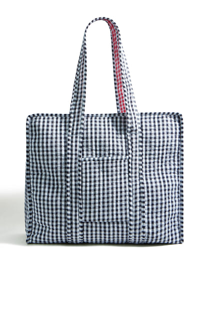 Yumi Black Gingham Quilted Shopper Bag