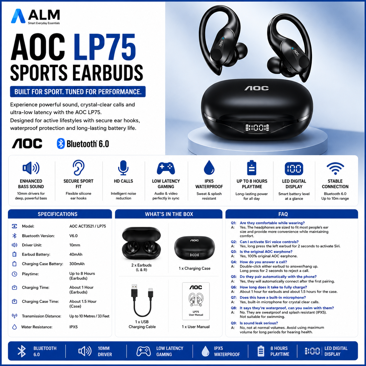 ALM AOC LP75 Sports Earbuds