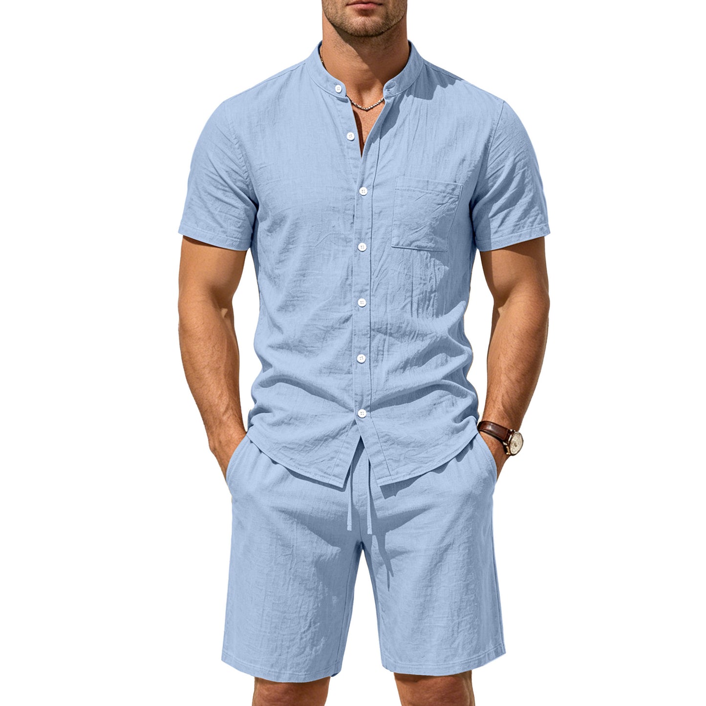 Men’s short sleeved top and shorts set