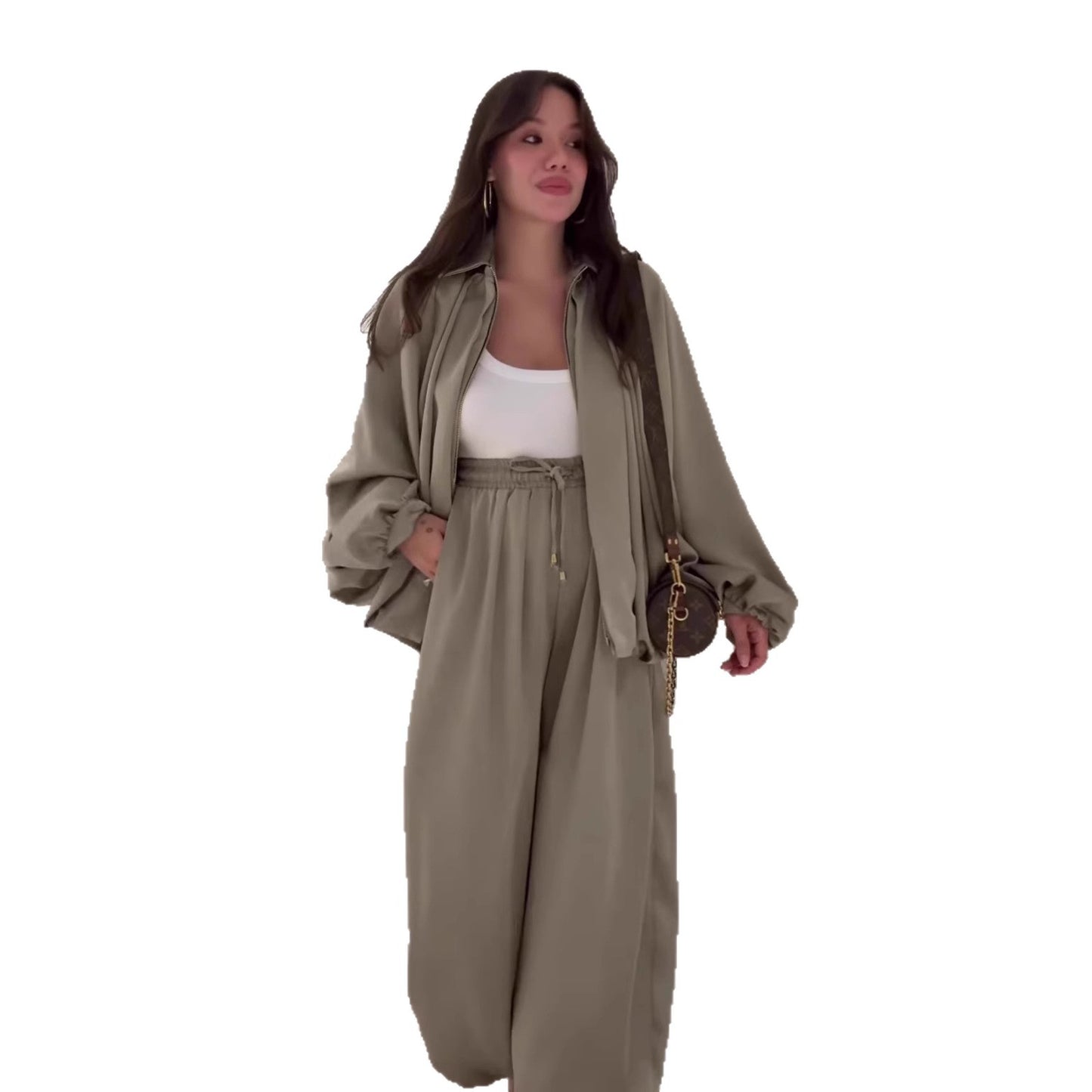 Women’s Flip Collar Long Sleeved Jacket Set