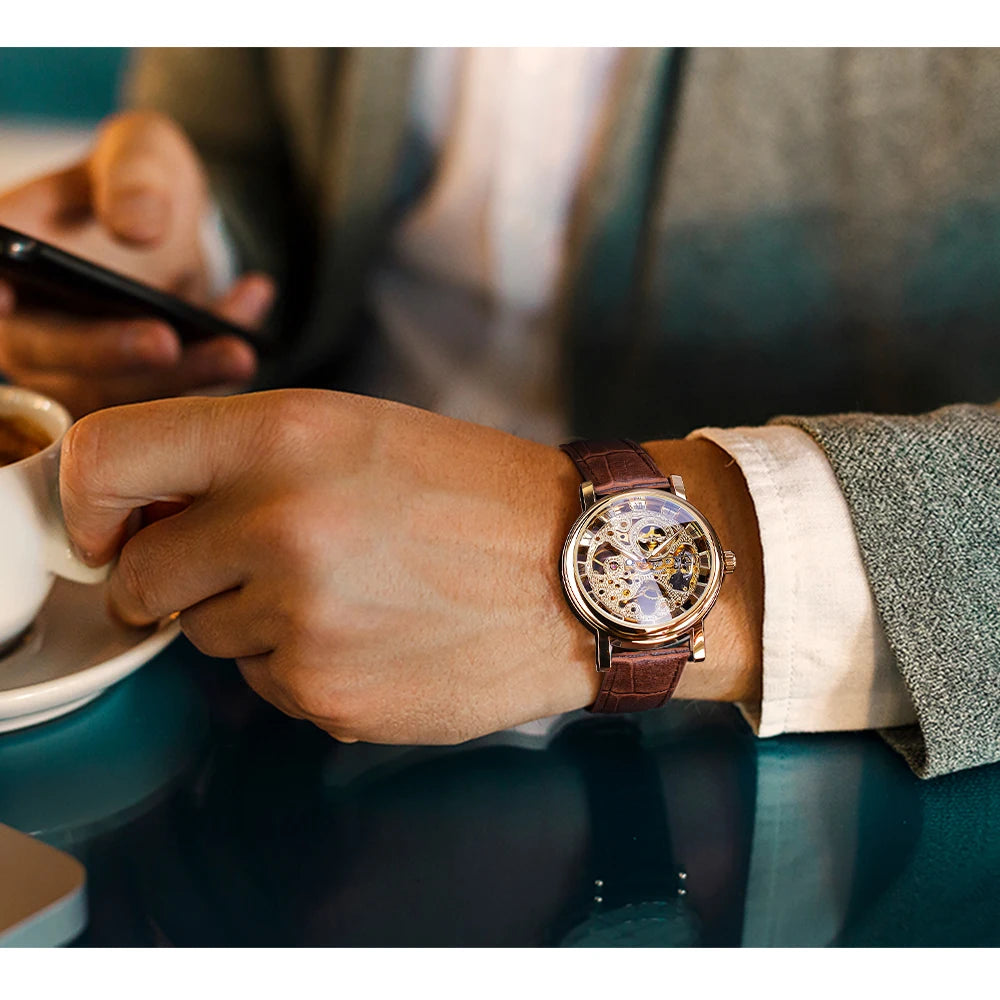 Men’s Winner Luxury Leather Strap Watch