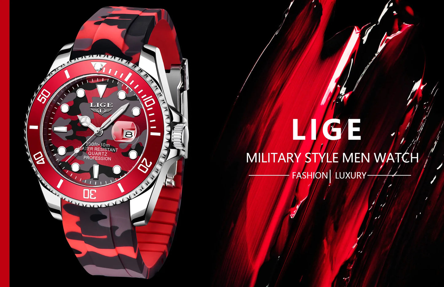 Men’s LIGE Stainless Steel 30m Waterproof Quartz Watch