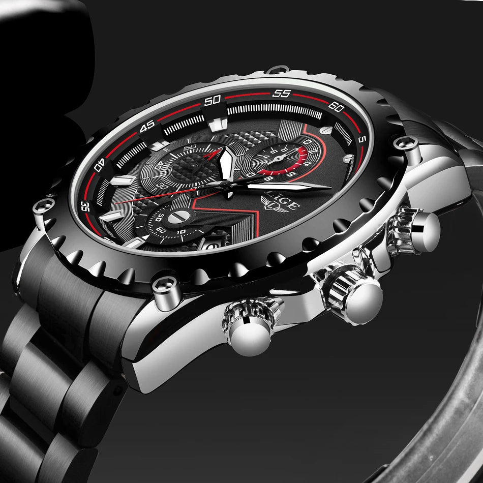 Men’s LIGE Stainless Steel 30m Waterproof Quartz Watch