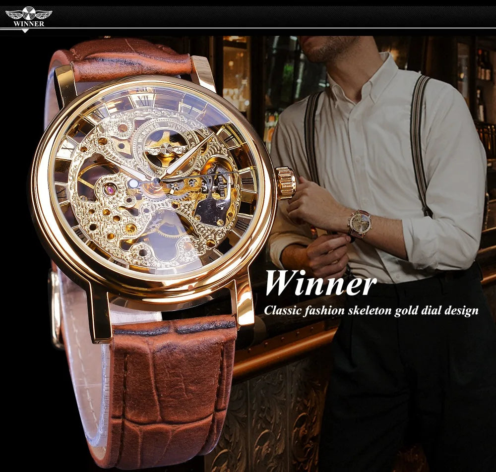 Men’s Winner Luxury Leather Strap Watch