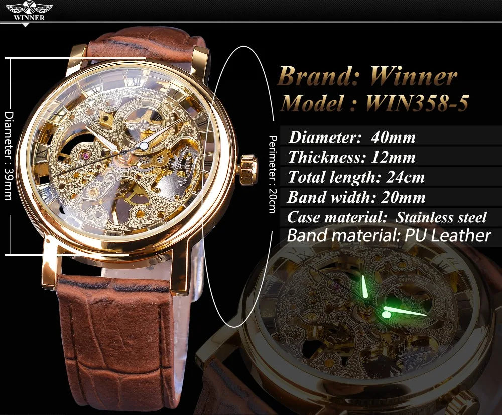 Men’s Winner Luxury Leather Strap Watch