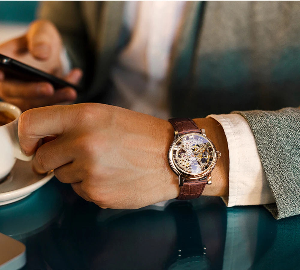Men’s Winner Luxury Leather Strap Watch