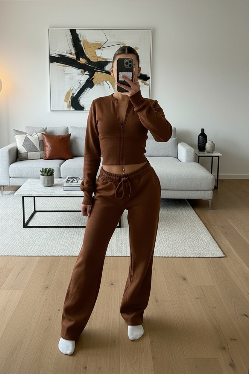 Wide Leg Zip Crop Tracksuit