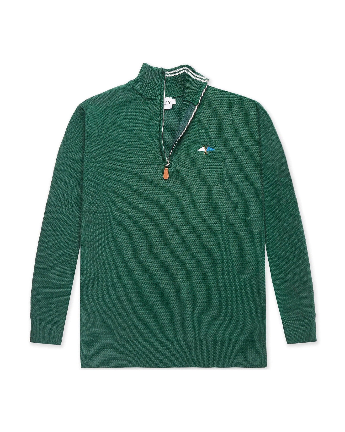 Knit 1/4 Zip Green
