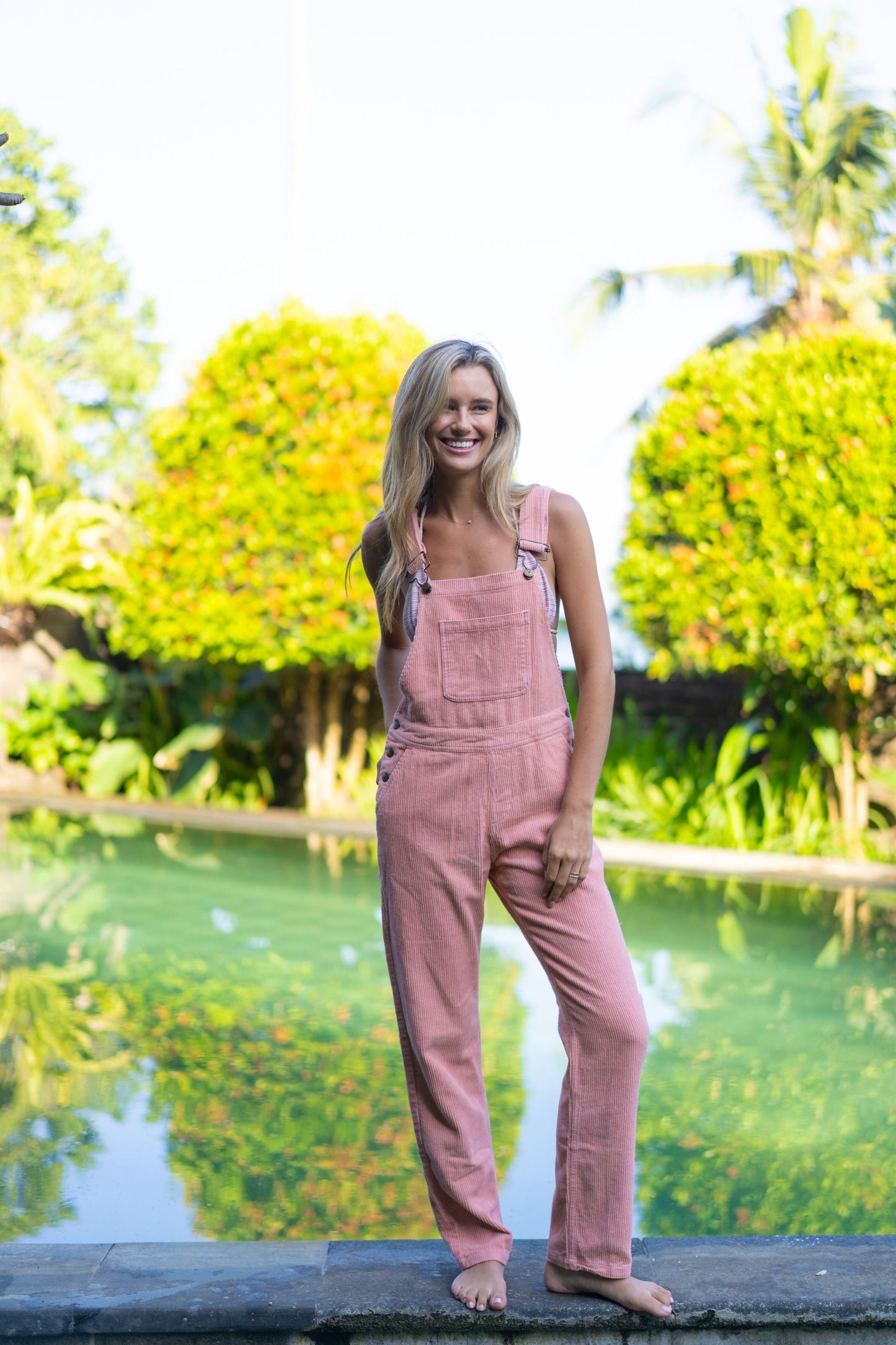Women’s Pink Chunky Cord Dungarees