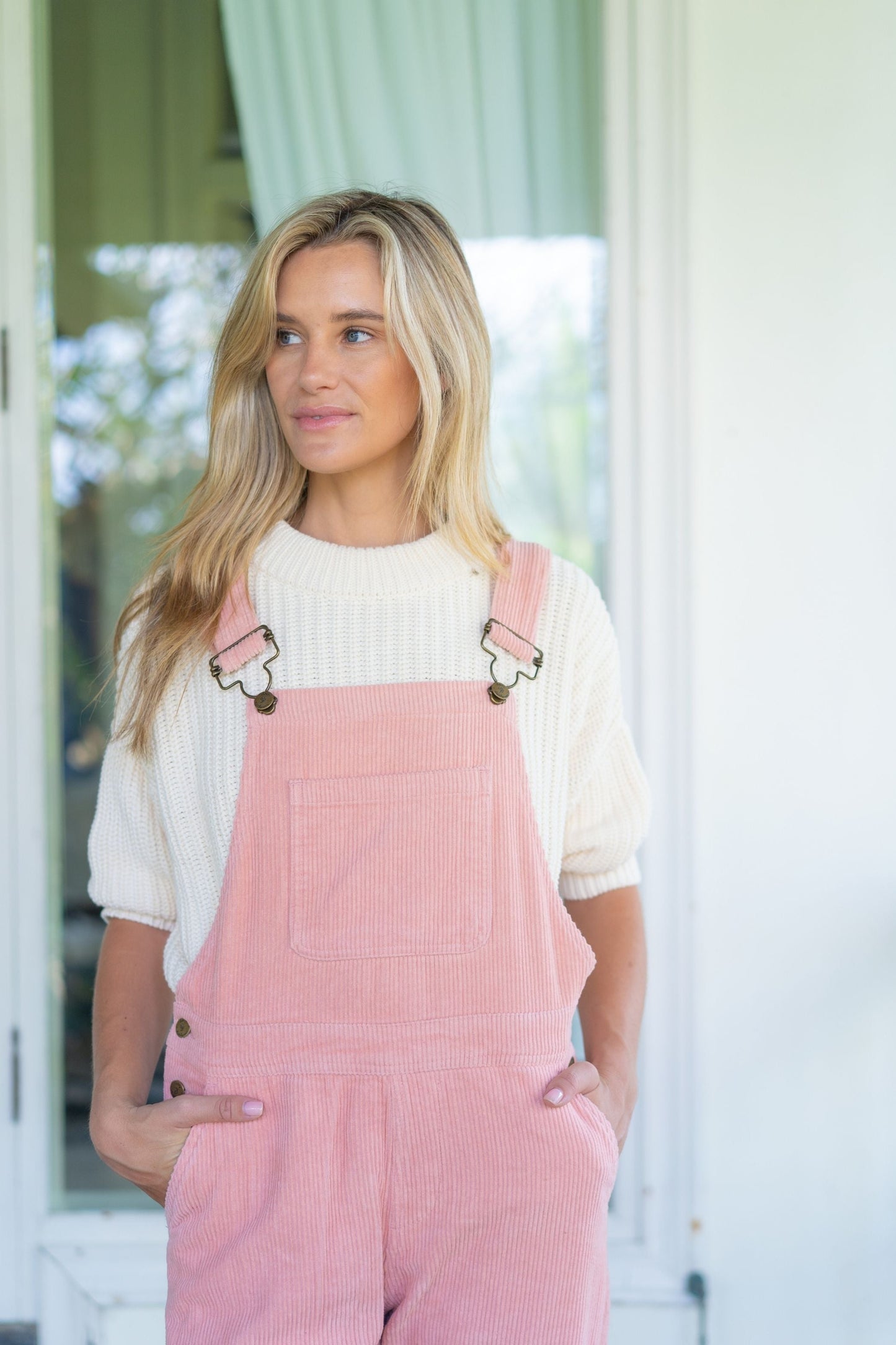 Women’s Pink Chunky Cord Dungarees